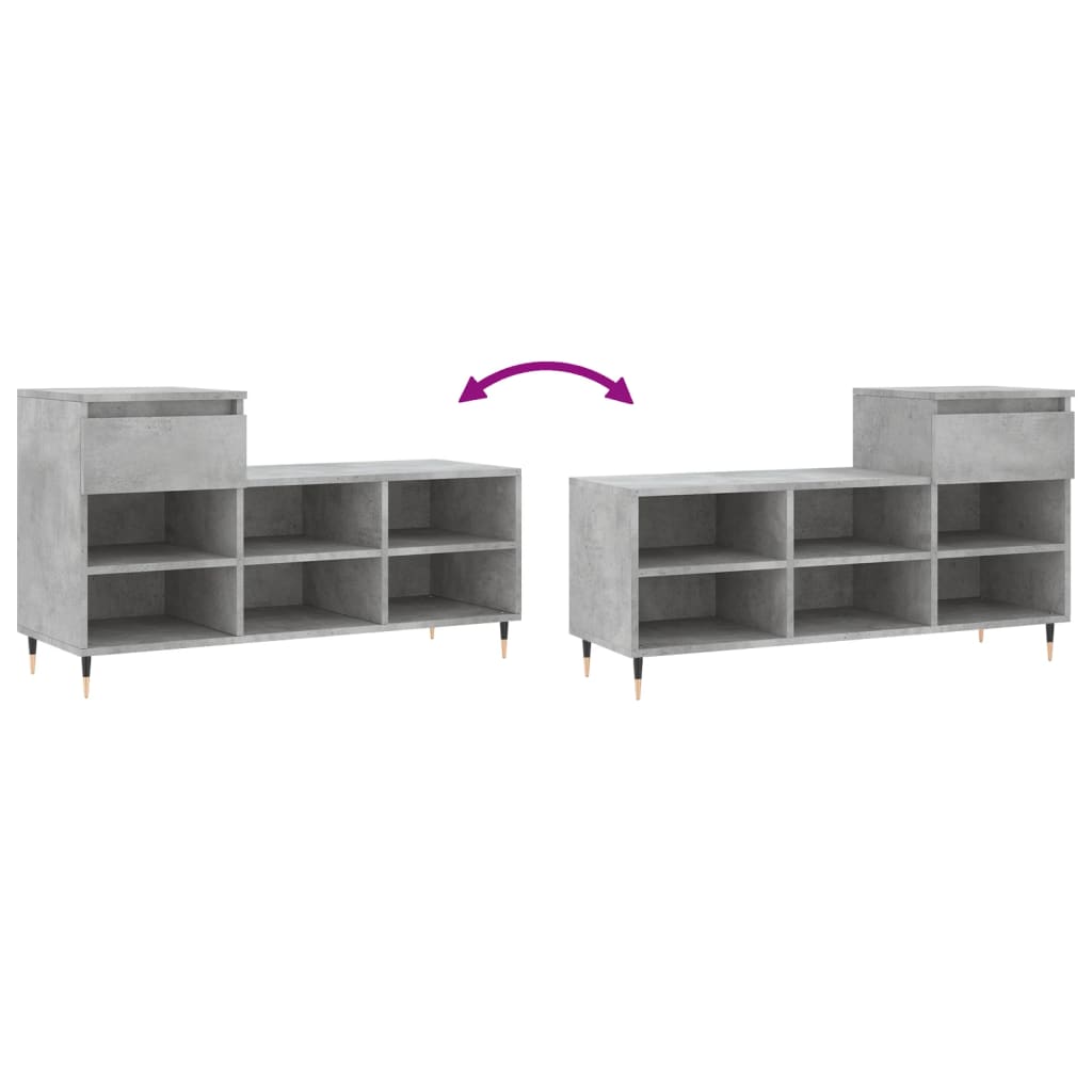 Scarpiera Grigio Cemento 102x36x60 cm in Legno Multistrato - homemem39
