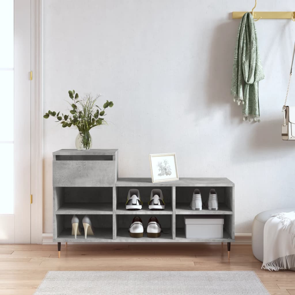 Scarpiera Grigio Cemento 102x36x60 cm in Legno Multistrato - homemem39