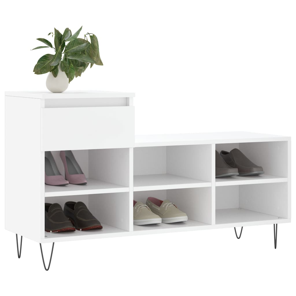 Scarpiera Bianca 102x36x60 cm in Legno Multistrato - homemem39