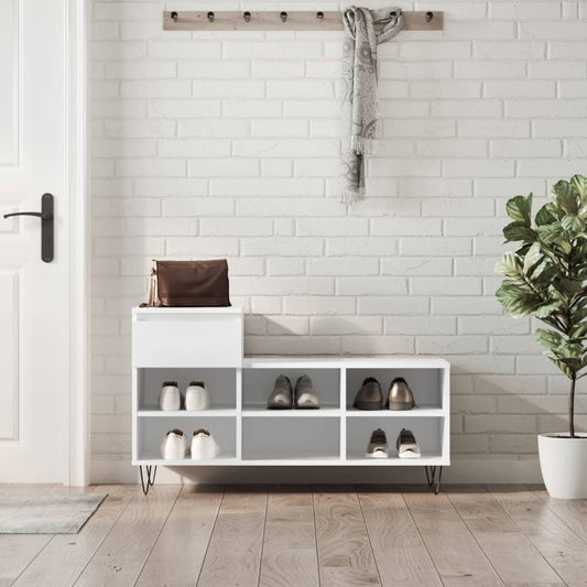 Scarpiera Bianca 102x36x60 cm in Legno Multistrato - homemem39