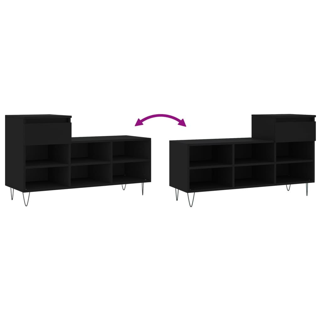Scarpiera Nera 102x36x60 cm in Legno Multistrato - homemem39
