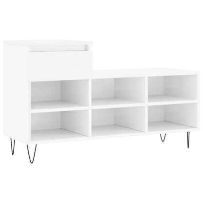 Scarpiera Bianco Lucido 102x36x60 cm in Legno Multistrato - homemem39