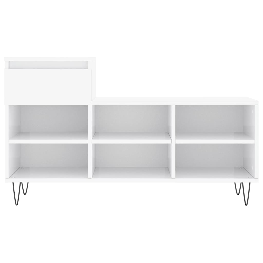 Scarpiera Bianco Lucido 102x36x60 cm in Legno Multistrato - homemem39