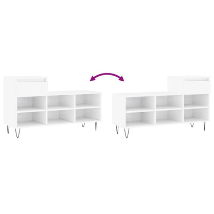 Scarpiera Bianco Lucido 102x36x60 cm in Legno Multistrato - homemem39