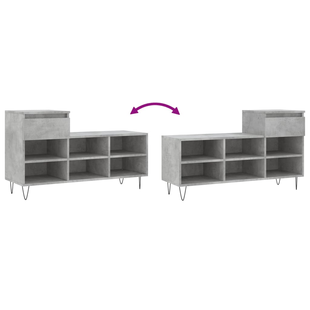 Scarpiera Grigio Cemento 102x36x60 cm in Legno Multistrato - homemem39
