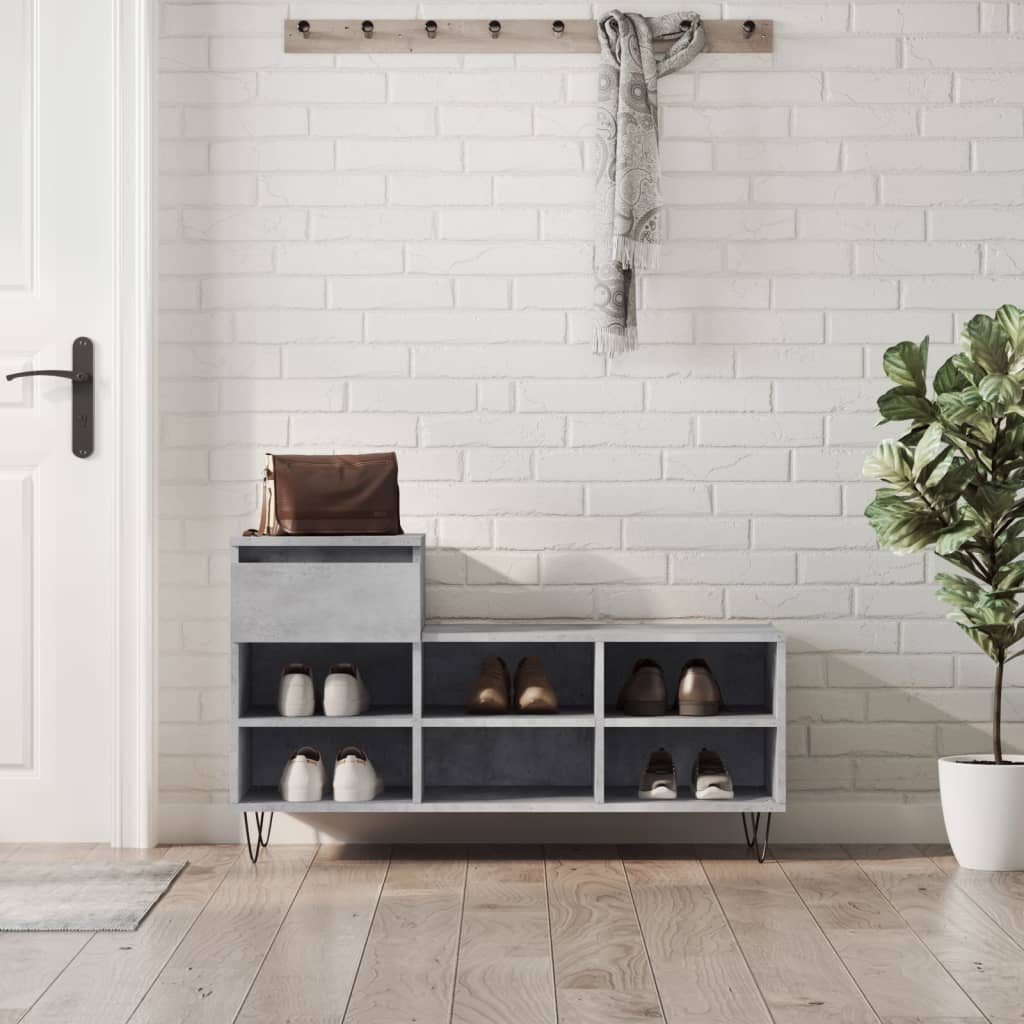 Scarpiera Grigio Cemento 102x36x60 cm in Legno Multistrato - homemem39
