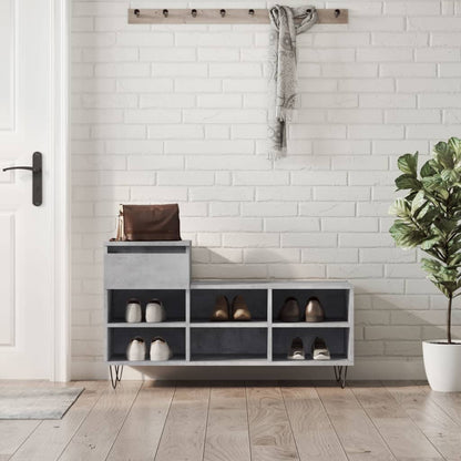 Scarpiera Grigio Cemento 102x36x60 cm in Legno Multistrato - homemem39