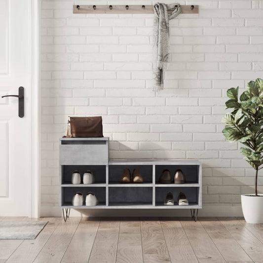 Scarpiera Grigio Cemento 102x36x60 cm in Legno Multistrato - homemem39