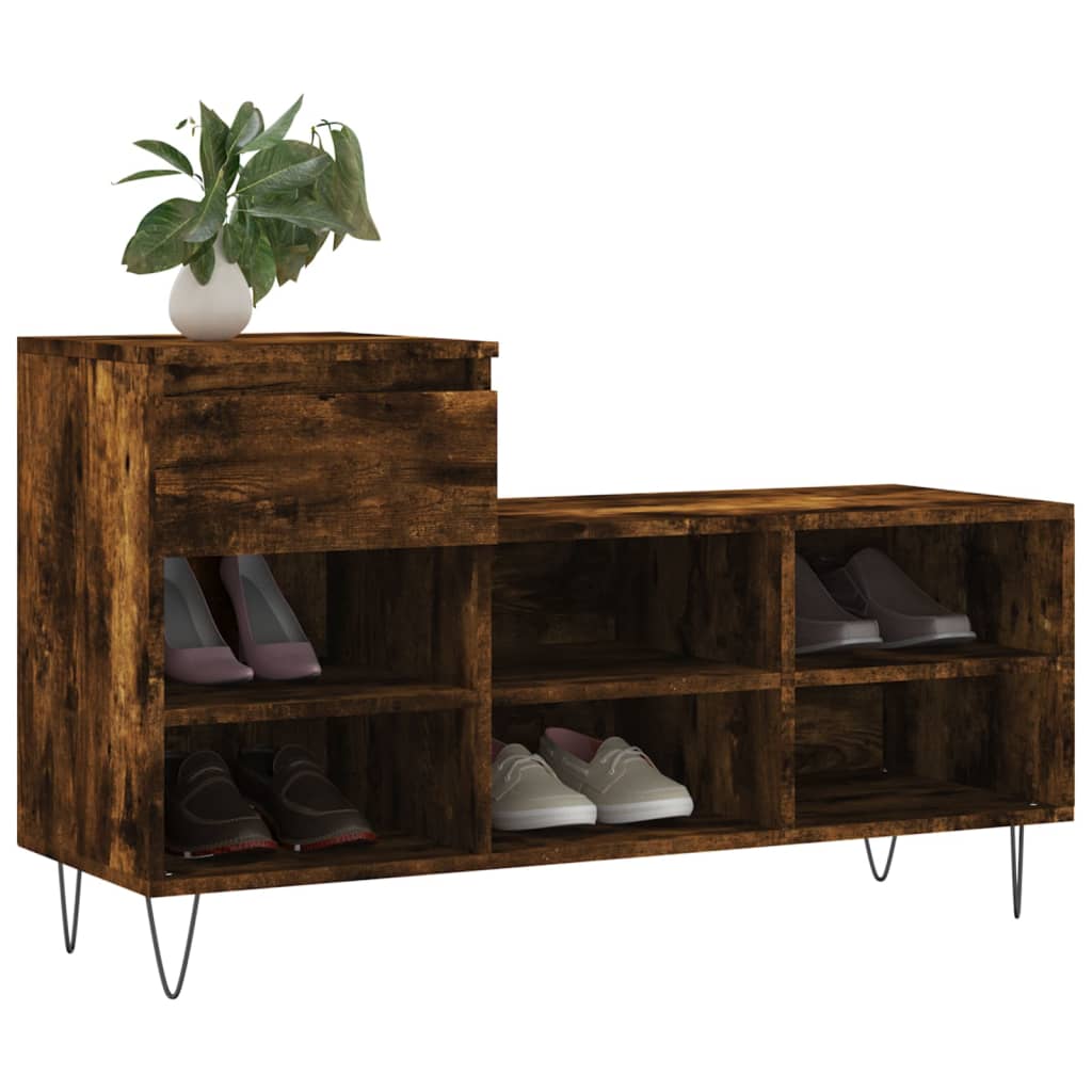 Scarpiera Rovere Fumo 102x36x60 cm in Legno Multistrato - homemem39