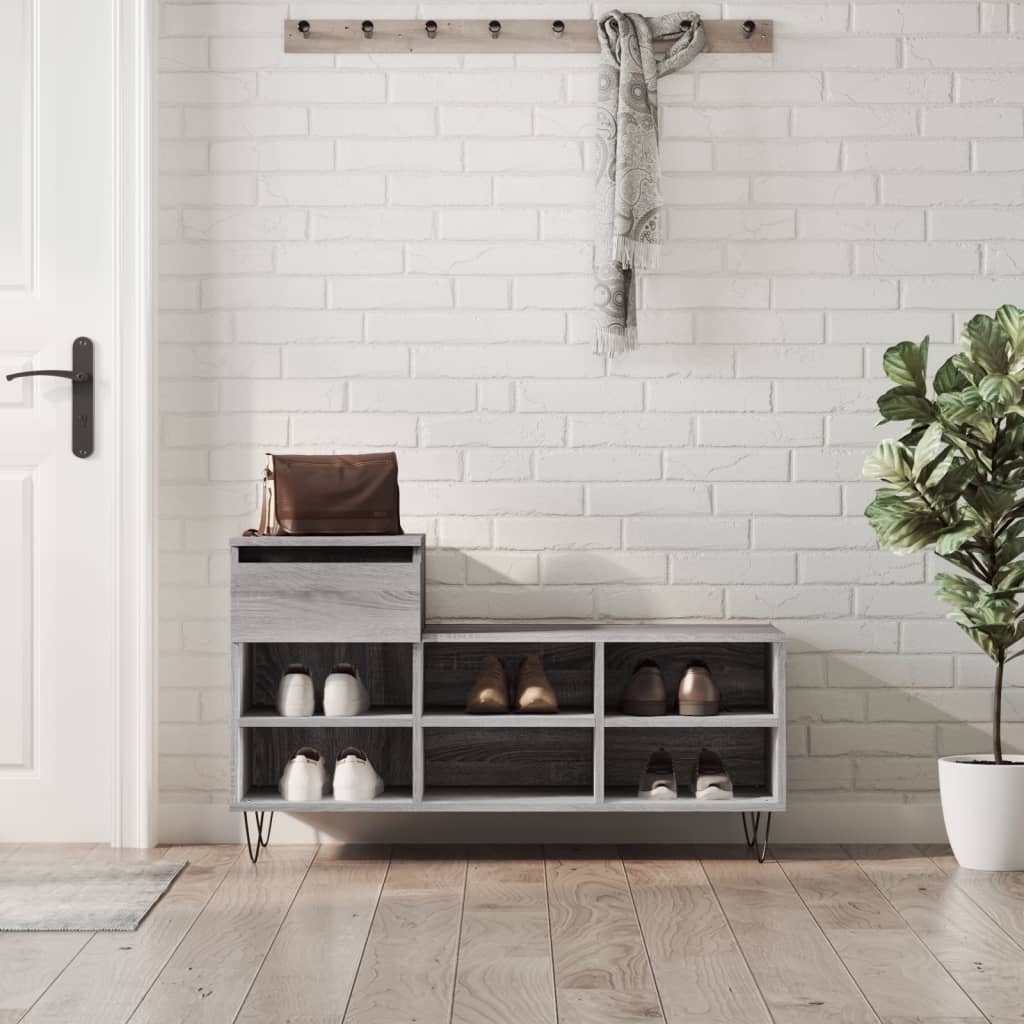 Scarpiera Grigio Sonoma 102x36x60 cm in Legno Multistrato - homemem39