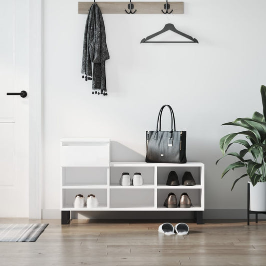 Scarpiera Bianca 102x36x60 cm in Legno Multistrato - homemem39