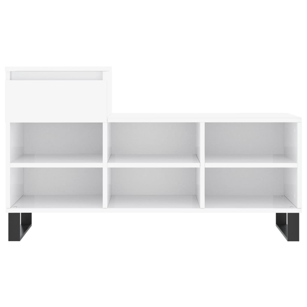 Scarpiera Bianco Lucido 102x36x60 cm in Legno Multistrato