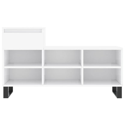 Scarpiera Bianco Lucido 102x36x60 cm in Legno Multistrato