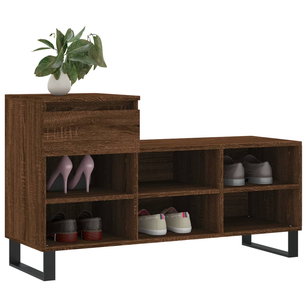 Scarpiera Rovere Marrone 102x36x60 cm in Legno Multistrato - homemem39