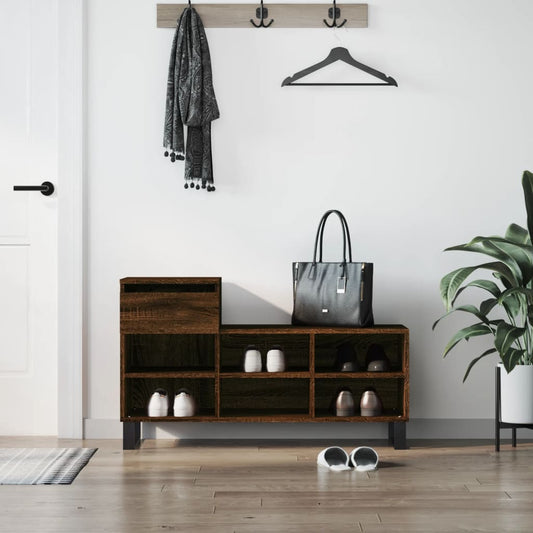 Scarpiera Rovere Marrone 102x36x60 cm in Legno Multistrato - homemem39
