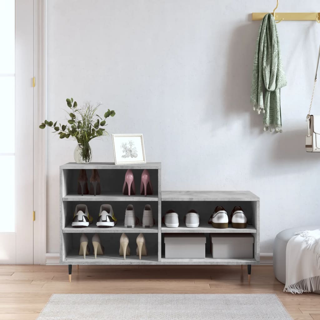Scarpiera Grigio Cemento 102x36x60 cm in Legno Multistrato - homemem39