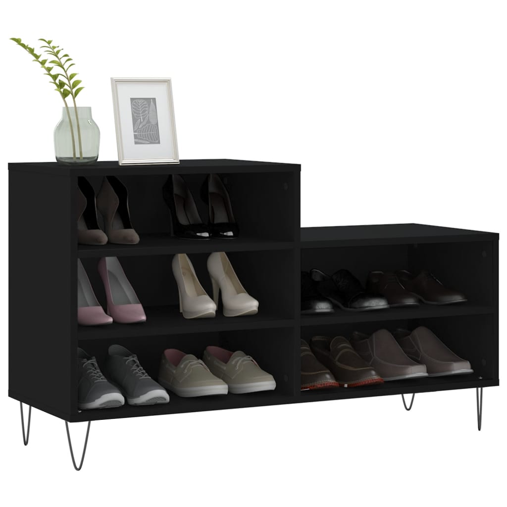 Scarpiera Nera 102x36x60 cm in Legno Multistrato - homemem39