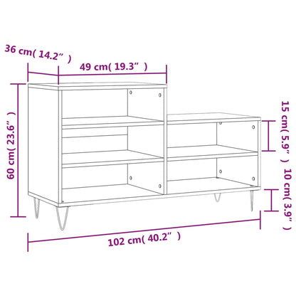 Scarpiera Bianco Lucido 102x36x60 cm in Legno Multistrato - homemem39