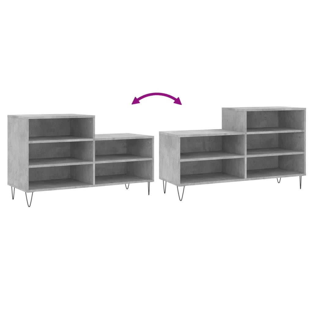 Scarpiera Grigio Cemento 102x36x60 cm in Legno Multistrato - homemem39