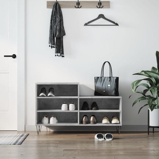 Scarpiera Grigio Cemento 102x36x60 cm in Legno Multistrato - homemem39