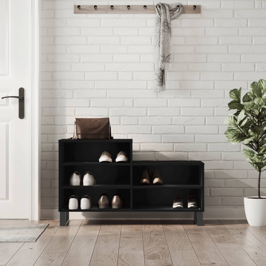 Scarpiera Nera 102x36x60 cm in Legno Multistrato - homemem39