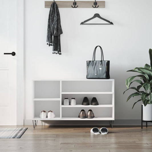 Scarpiera Bianca 102x36x60 cm in Legno Multistrato - homemem39