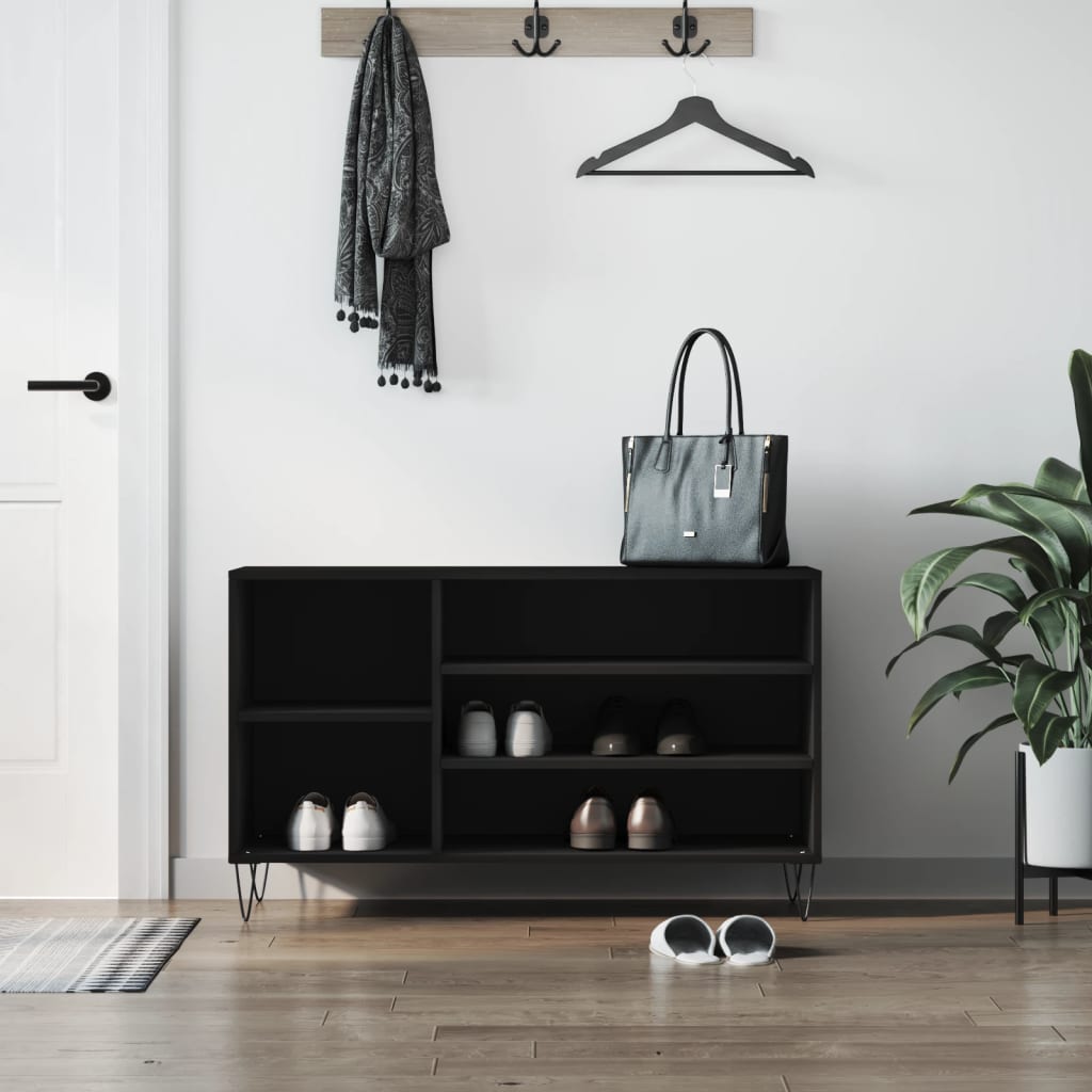 Scarpiera Nera 102x36x60 cm in Legno Multistrato - homemem39