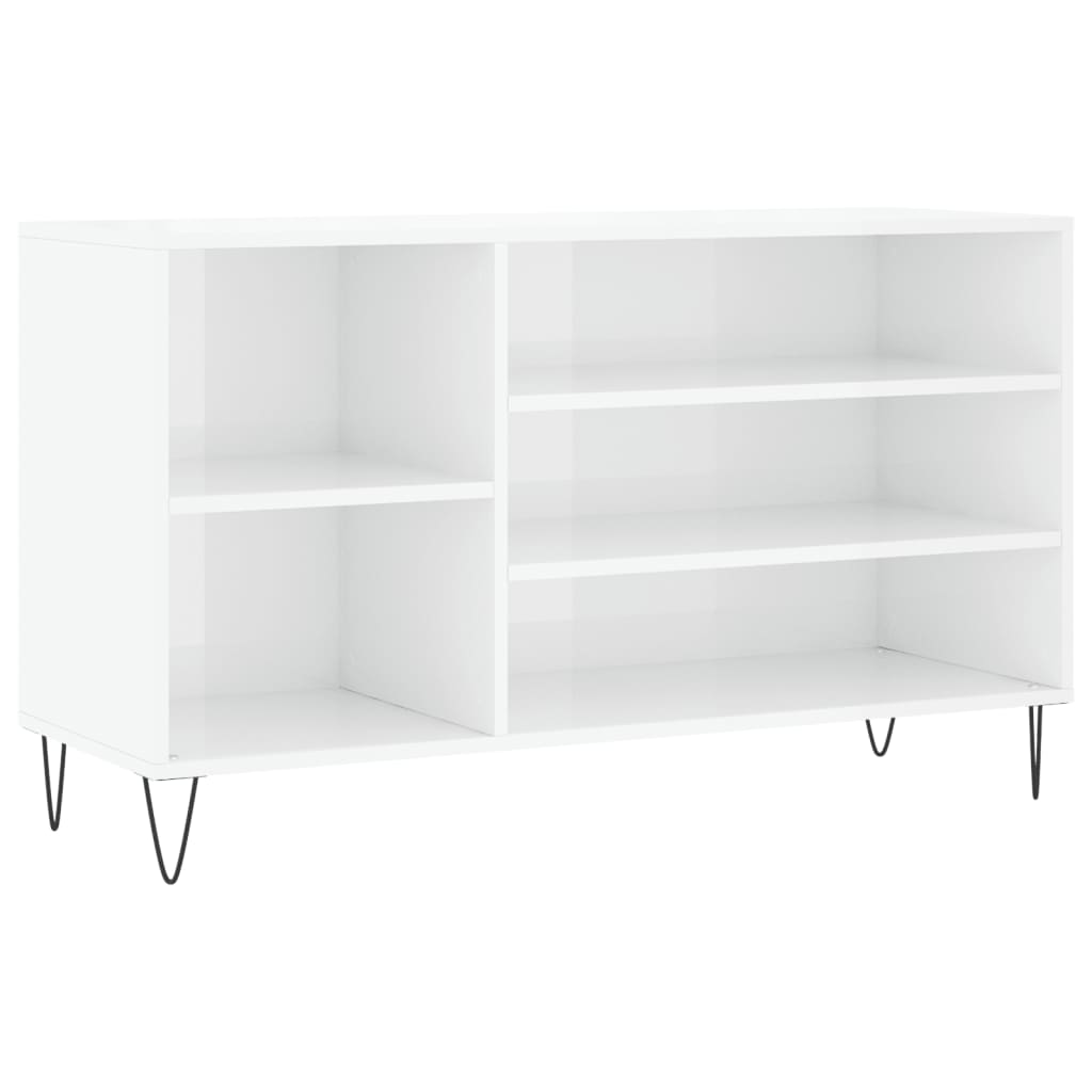 Scarpiera Bianco Lucido 102x36x60 cm in Legno Multistrato - homemem39