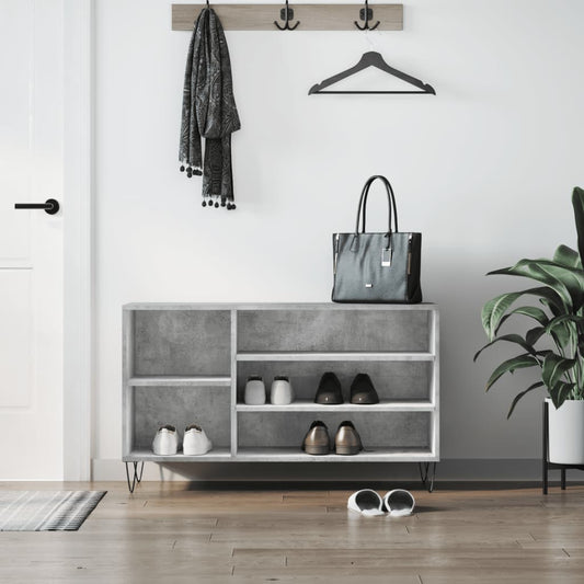 Scarpiera Grigio Cemento 102x36x60 cm in Legno Multistrato - homemem39