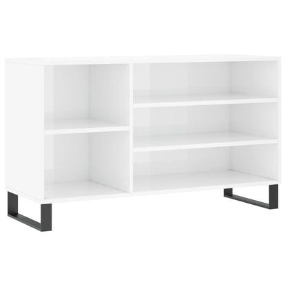 Scarpiera Bianco Lucido 102x36x60 cm in Legno Multistrato
