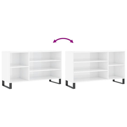 Scarpiera Bianco Lucido 102x36x60 cm in Legno Multistrato