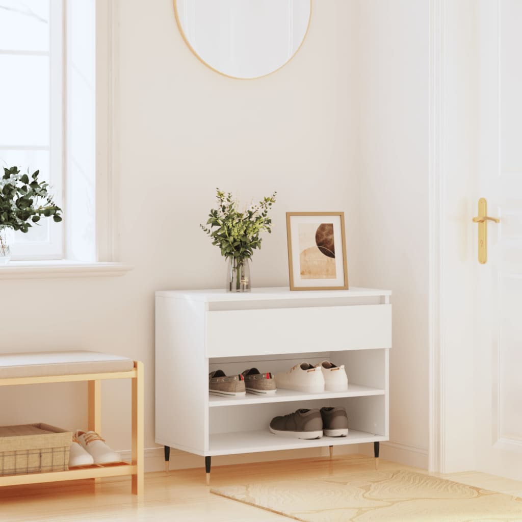 Scarpiera Bianca 70x36x60 cm in Legno Multistrato - homemem39