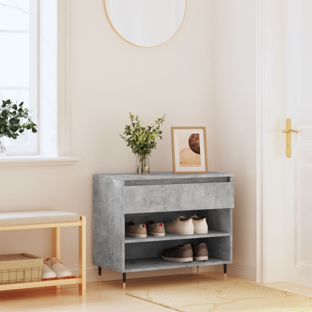Scarpiera Grigio Cemento 70x36x60 cm in Legno Multistrato - homemem39