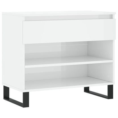 Scarpiera Bianco Lucido 70x36x60 cm in Legno Multistrato - homemem39