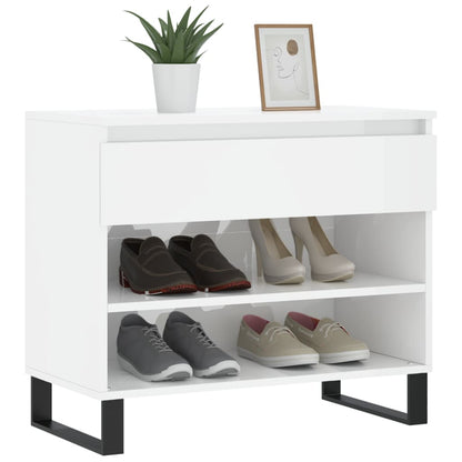Scarpiera Bianco Lucido 70x36x60 cm in Legno Multistrato - homemem39