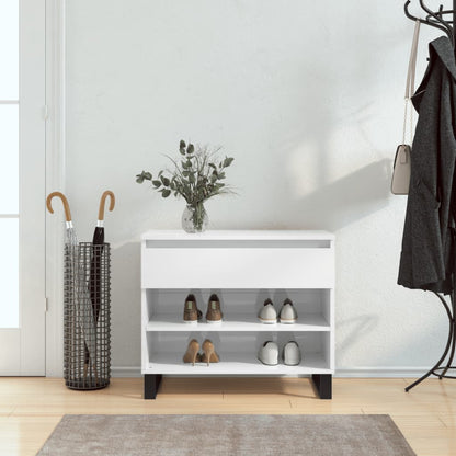 Scarpiera Bianco Lucido 70x36x60 cm in Legno Multistrato - homemem39