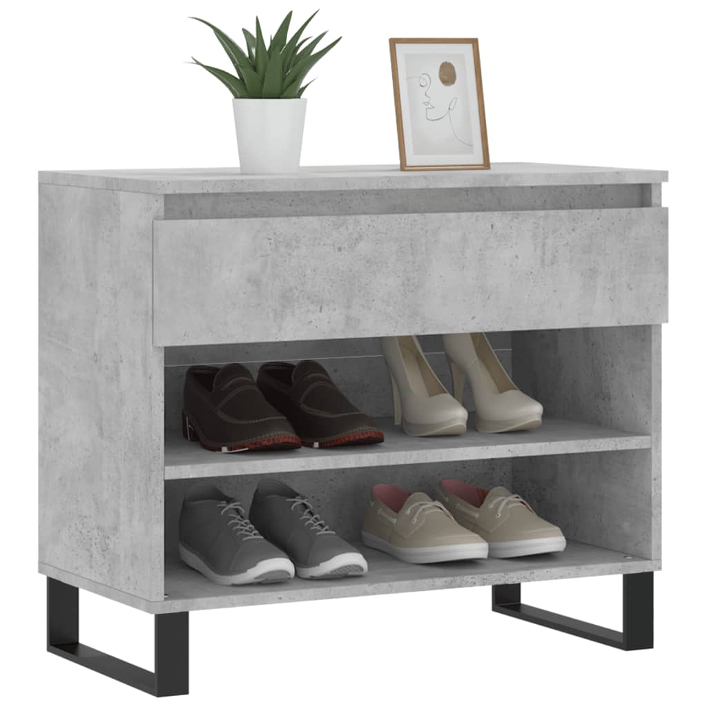 Scarpiera Grigio Cemento 70x36x60 cm in Legno Multistrato - homemem39