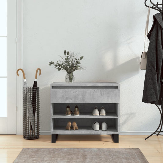 Scarpiera Grigio Cemento 70x36x60 cm in Legno Multistrato - homemem39