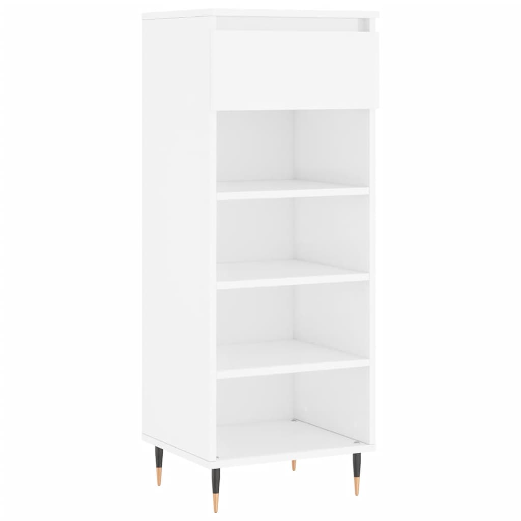 Scarpiera Bianco Lucido 40x36x105 cm in Legno Multistrato - homemem39