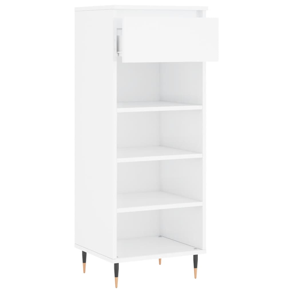 Scarpiera Bianco Lucido 40x36x105 cm in Legno Multistrato - homemem39
