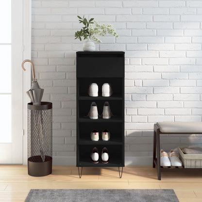 Scarpiera Nera 40x36x105 cm in Legno Multistrato - homemem39