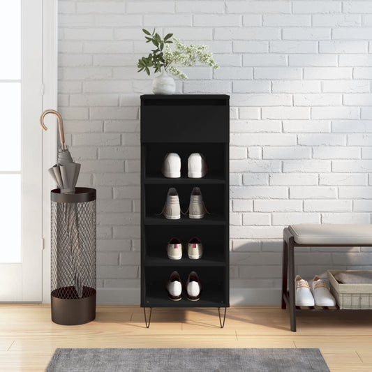 Scarpiera Nera 40x36x105 cm in Legno Multistrato - homemem39