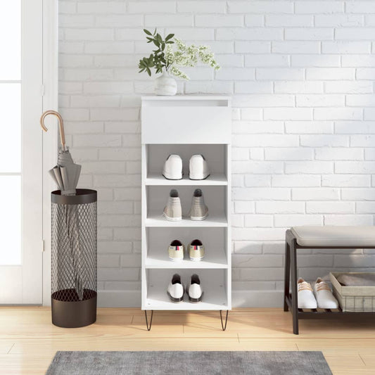 Scarpiera Bianco Lucido 40x36x105 cm in Legno Multistrato - homemem39