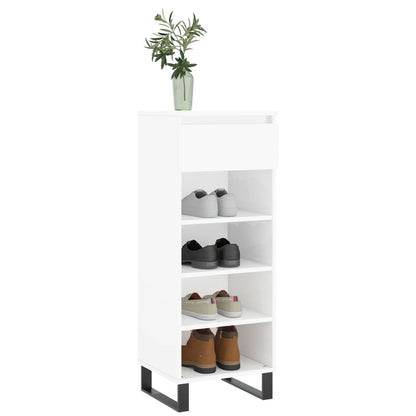 Scarpiera Bianco Lucido 40x36x105 cm in Legno Multistrato - homemem39