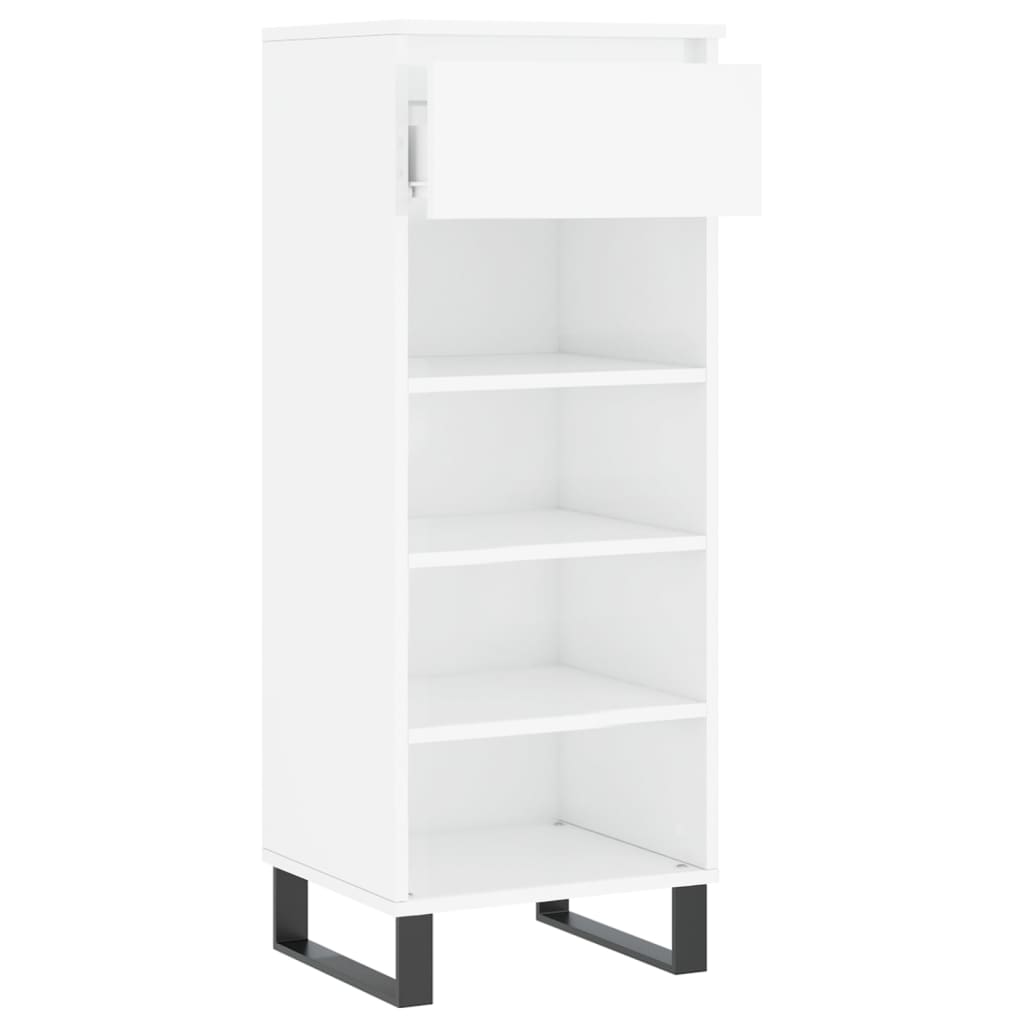Scarpiera Bianco Lucido 40x36x105 cm in Legno Multistrato - homemem39