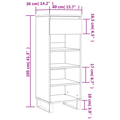 Scarpiera Grigio Cemento 40x36x105 cm in Legno Multistrato - homemem39