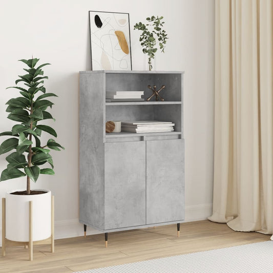 Credenza Grigio Cemento 60x36x110 cm in Legno Multistrato - homemem39