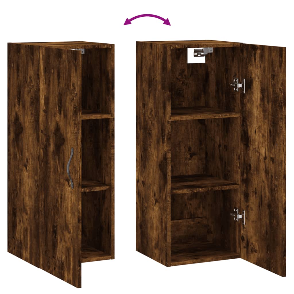 Mobile a Parete Rovere Fumo 34,5x34x90 cm in Legno Multistrato - homemem39