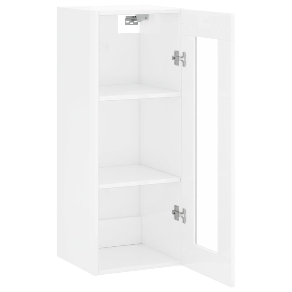 Mobile a Parete Bianco Lucido 34,5x34x90 cm - homemem39
