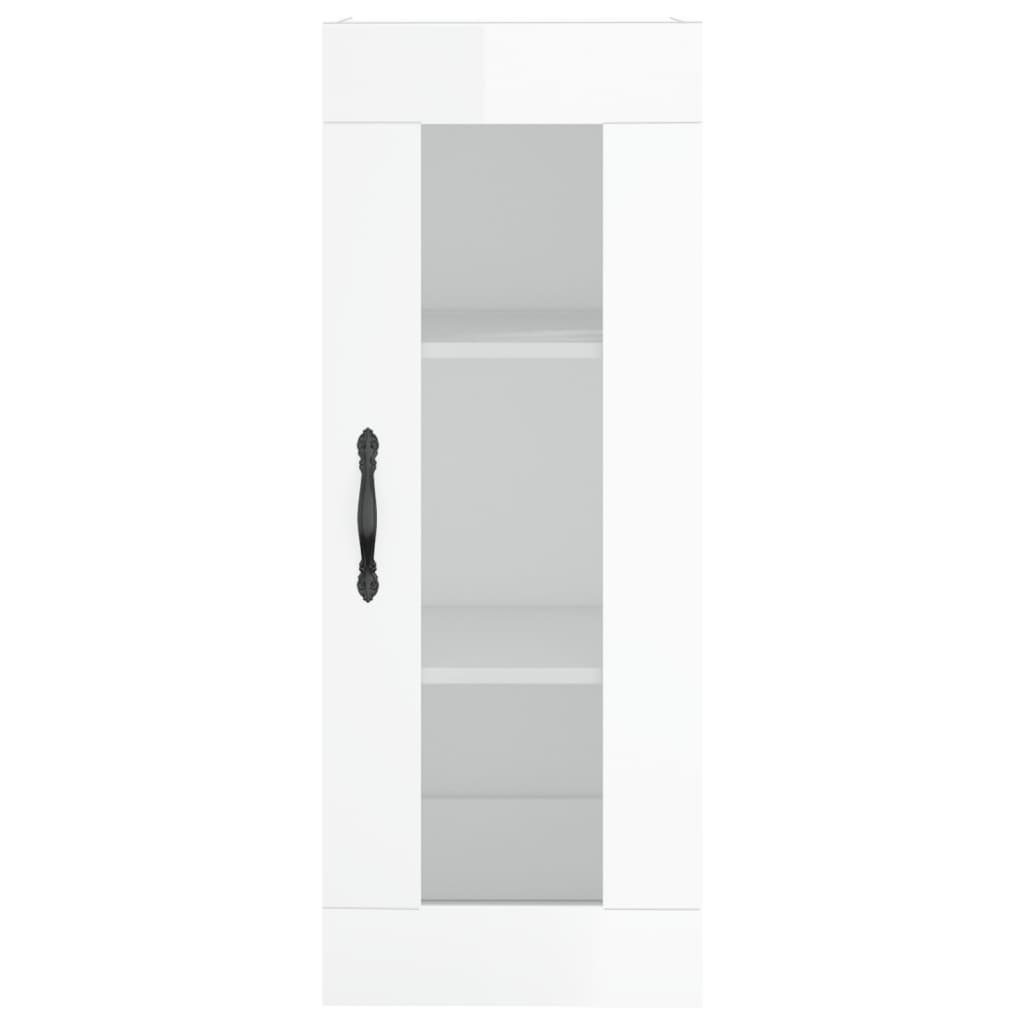 Mobile a Parete Bianco Lucido 34,5x34x90 cm - homemem39